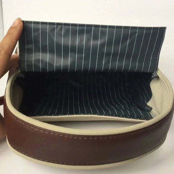 Beige cream faux leather mini handbag satchel  vegan clutch - Picture 7 of 14